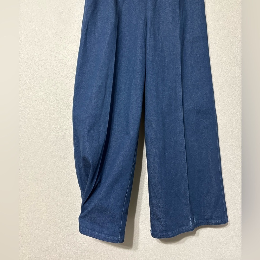 Meg Denim Blue Trousers/Palazzo Wide Leg, Ultra High Rise. Adj. Ankle, Pockets. - Picture 7 of 16